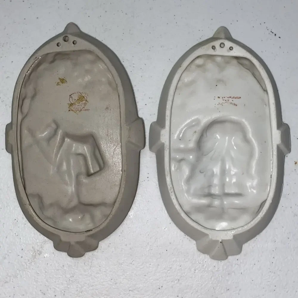 VTG Made In Occupied Japan Victorian Couples Bisque Wall‎ Plaques Hangings Lot 5